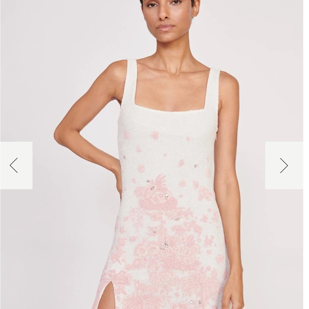 STAUD LE SABLE DRESS IVORY CHERRY BLOSSOM TOILE